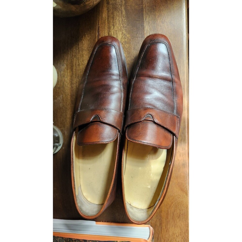Men's Santoni Leather Penny Loafers D 10.5 Italian Leather